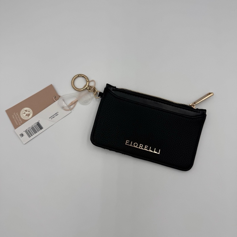 NWT Fiorelli Black Natalie Card Wallet With Gold Key Ring